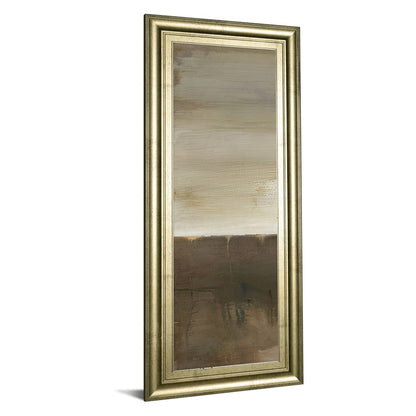 Classy Living Sand Veil Horizon 18x42in Rectangular Wall Art | Contemporary Mixed Media on Paper in Crisp Chardonnay MDF Frame | Living Room | Model 1703