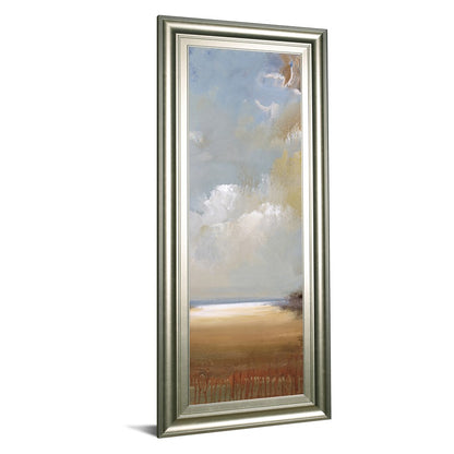 Classy Living Serene Skies 18x42in Vertical Wall Art | Contemporary Coastal Mixed Media on Paper with Silver Serenity MDF Frame | Living Room | Model 1710