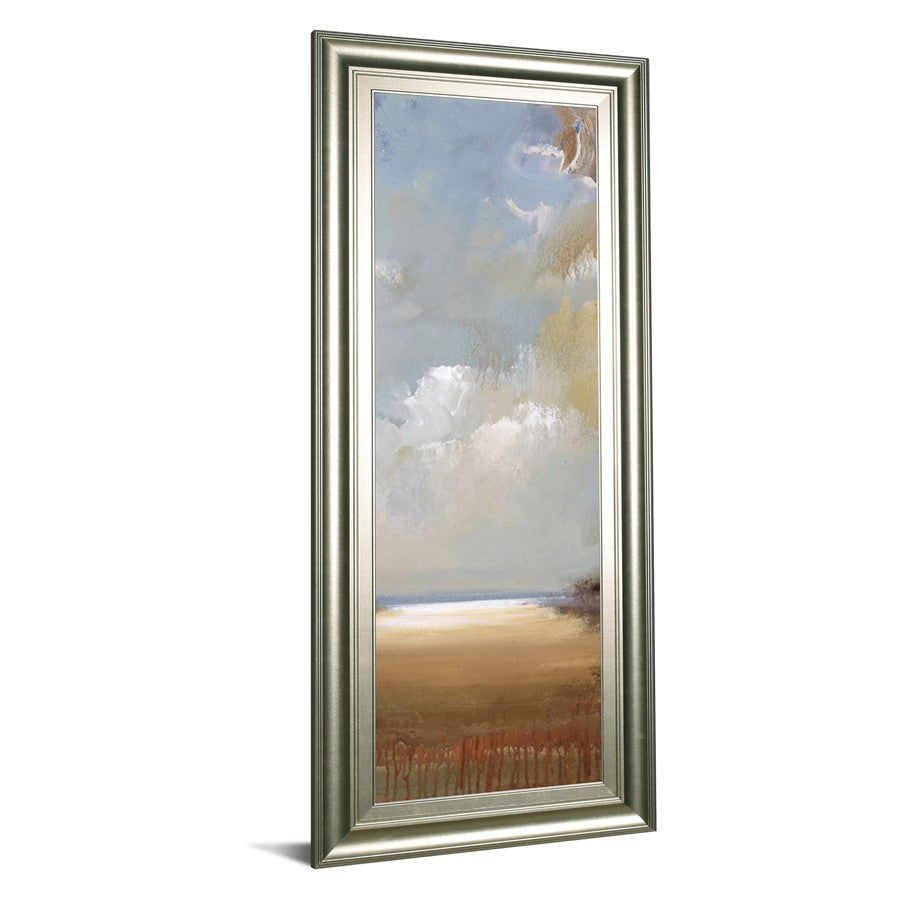 Classy Living Serene Skies 18x42in Vertical Wall Art | Contemporary Coastal Mixed Media on Paper with Silver Serenity MDF Frame | Living Room | Model 1710