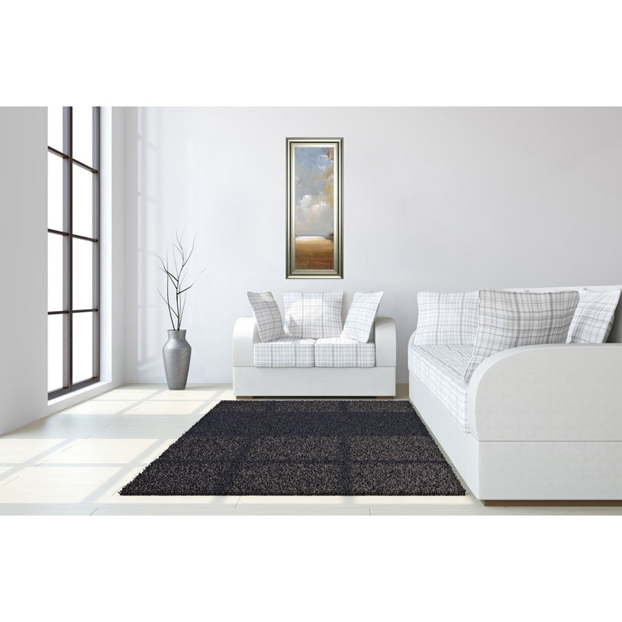 Classy Living Serene Skies 18x42in Vertical Wall Art | Contemporary Coastal Mixed Media on Paper with Silver Serenity MDF Frame | Living Room | Model 1710