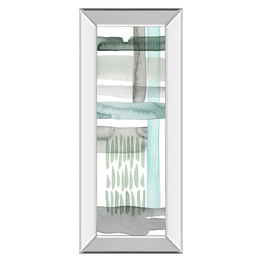 Classy Living Serene Strata 42in Vertical Wall Art | Industrial Multicolor Abstract on Paper with Mirrored Frame | Living Room & Office | Model 1717MF