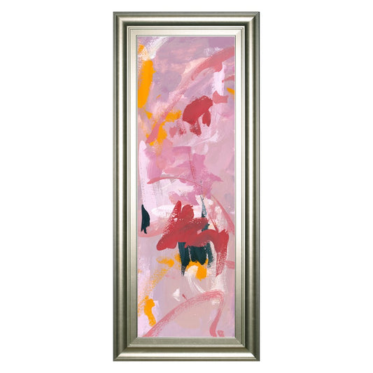 Classy Living Vibrant Whispers 18x42in Wall Art | Contemporary Abstract Multicolor on Paper in Silver MDF Frame | Living Room & Office | Model 1718