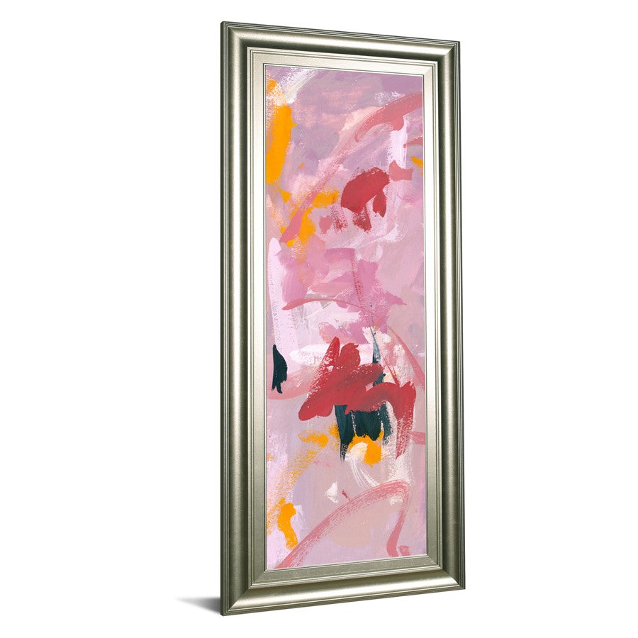 Classy Living Vibrant Whispers 18x42in Wall Art | Contemporary Abstract Multicolor on Paper in Silver MDF Frame | Living Room & Office | Model 1718