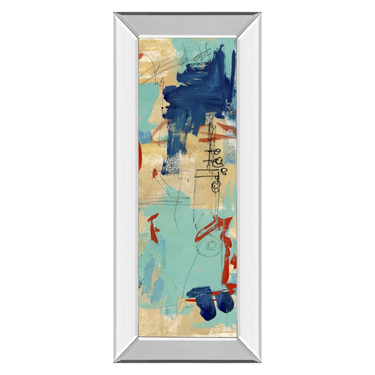 Classy Living Abstract Fusion Wall Art 18x42in | Contemporary Multicolor Abstract on Paper in Mirrored Frame | Living Room & Office | Model 1722MF