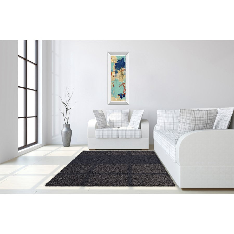 Classy Living Abstract Fusion Wall Art 18x42in | Contemporary Multicolor Abstract on Paper in Mirrored Frame | Living Room & Office | Model 1722MF