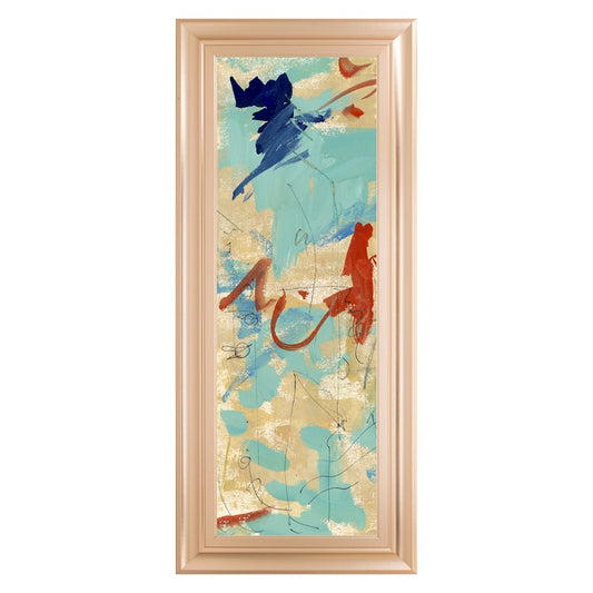 Classy Living Mist Meadow 18x42in Wall Art | Contemporary Abstract on Paper in Rose Gold Romance MDF Frame | Living Room & Office Decor | 1 x | Model 1723