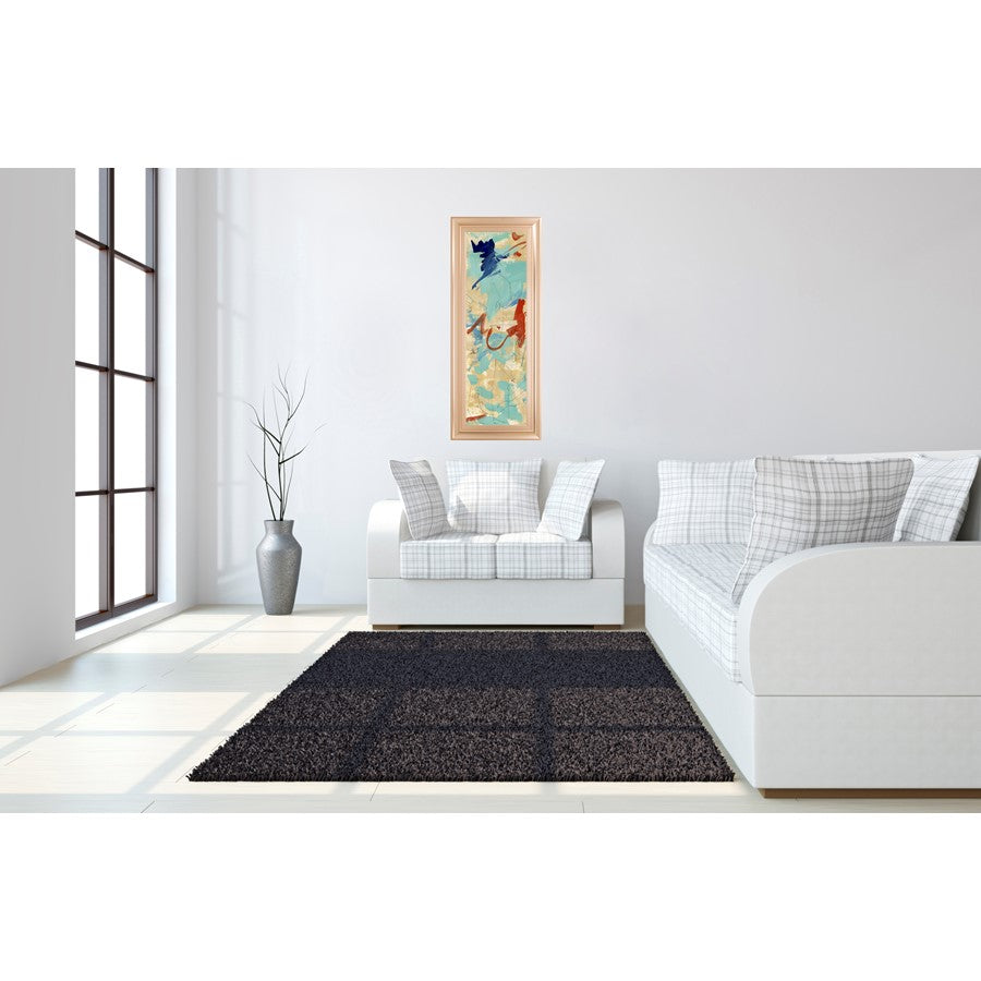 Classy Living Mist Meadow 18x42in Wall Art | Contemporary Abstract on Paper in Rose Gold Romance MDF Frame | Living Room & Office Decor | 1 x | Model 1723