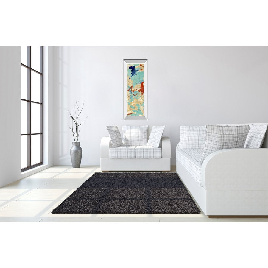 Classy Living Mist Meadow 18x42in Wall Art | Contemporary Abstract on Paper with Mirrored Frame | Living Room & Office Decor | 18 x 42 x 3 | Model 1723MF