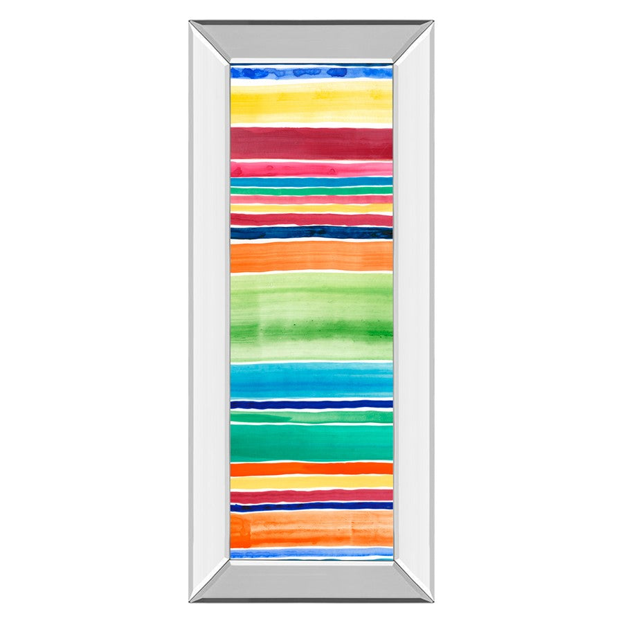 Classy Living Sunwashed Horizons 18x42in Rectangular Wall Art | Contemporary Multicolor Striped Print in Mirrored Frame | Living Room & | Model 1724MF