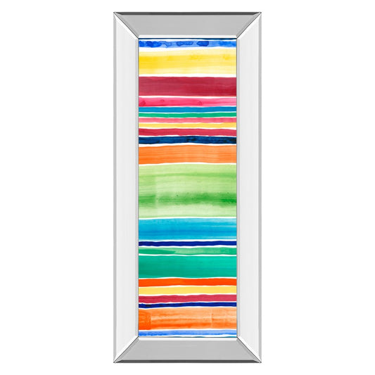 Classy Living Sunwashed Horizons 18x42in Rectangular Wall Art | Contemporary Multicolor Striped Print in Mirrored Frame | Living Room & | Model 1724MF