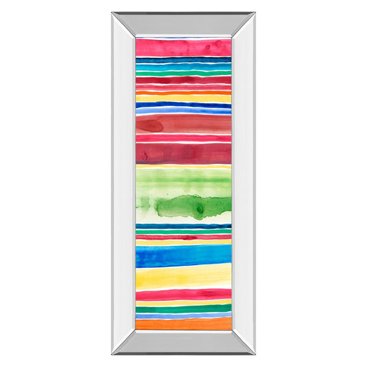 Classy Living Vibrant Stripes 18x42in Wall Art | Contemporary Multicolor Paper on Mirrored Frame | Living Room & Office Decor | 18 x 42 x 3 | Model 1725MF