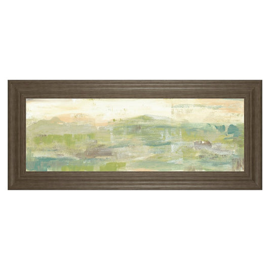 Classy Living Green Horizon Wall Art 42x18in | Contemporary Multicolor Paper Art in Tranquil Ash MDF Frame | Living Room & Office Decor | 42 | Model 1738