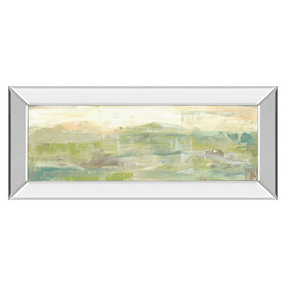 Classy Living Green Horizon 42x18in Wall Art | Contemporary Abstract Landscape with Mirrored Frame | Living Room & Office Decor | 3 x 42 x | Model 1738MF
