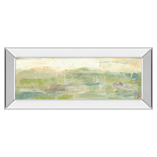 Classy Living Green Horizon 42x18in Wall Art | Contemporary Abstract Landscape with Mirrored Frame | Living Room & Office Decor | 3 x 42 x | Model 1738MF