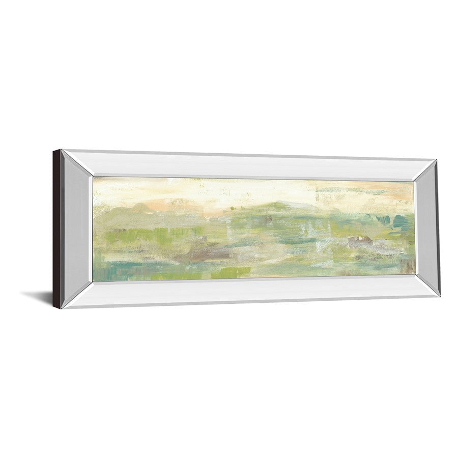 Classy Living Green Horizon 42x18in Wall Art | Contemporary Abstract Landscape with Mirrored Frame | Living Room & Office Decor | 3 x 42 x | Model 1738MF