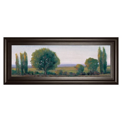 Classy Living Serene Treeline 42x18in Wall Art | Traditional Landscape Painting with Dark Chocolate MDF Frame | Living Room, Office & Bedroom | Model 1739