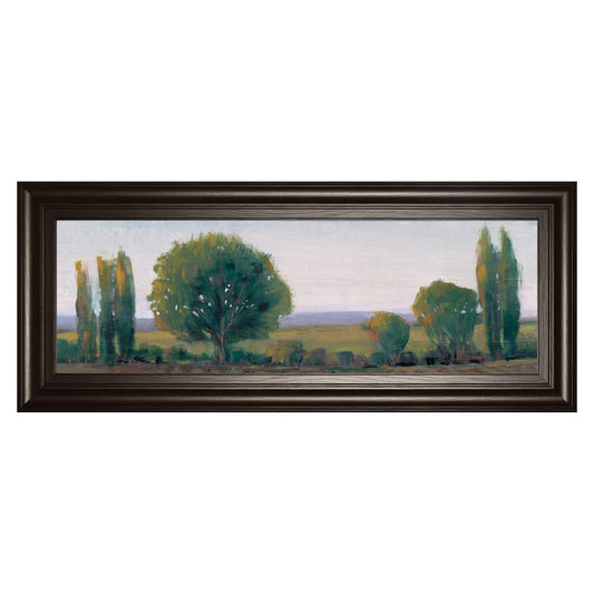 Classy Living Serene Treeline 42x18in Wall Art | Traditional Landscape Painting with Dark Chocolate MDF Frame | Living Room, Office & Bedroom | Model 1739