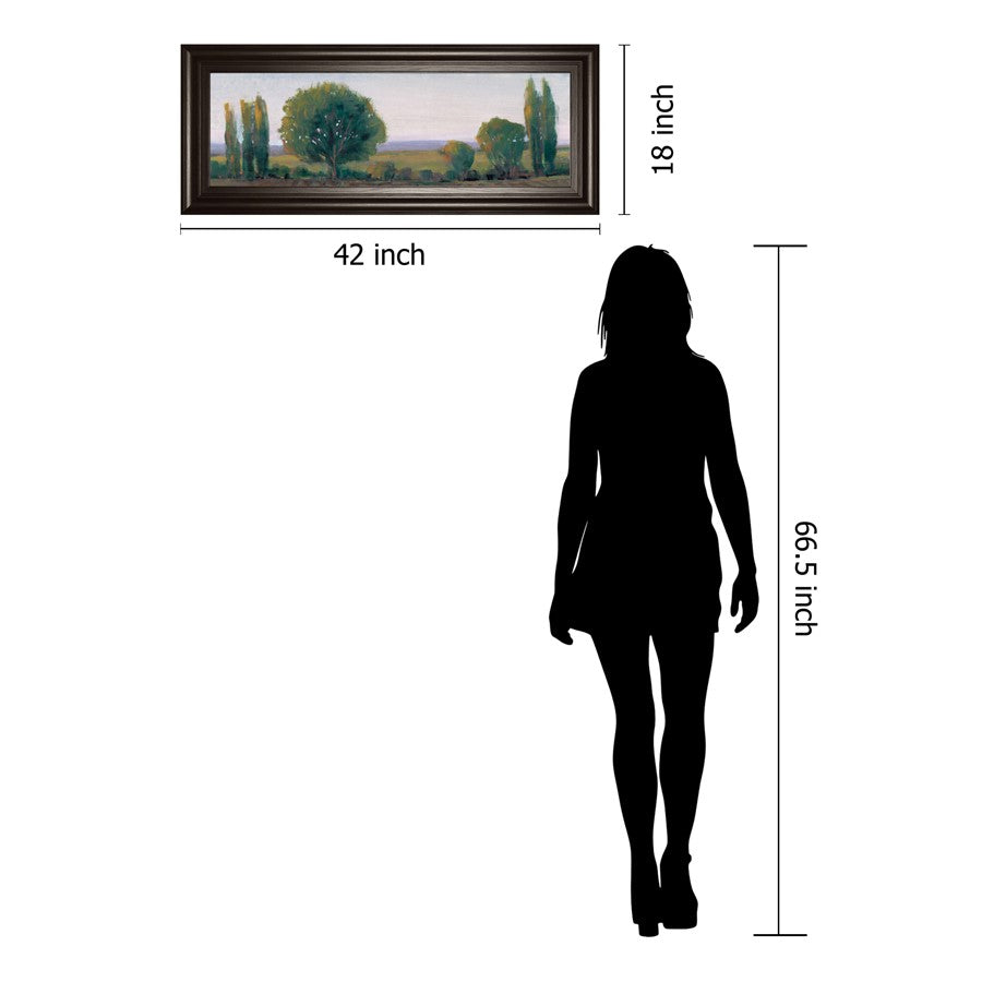 Classy Living Serene Treeline 42x18in Wall Art | Traditional Landscape Painting with Dark Chocolate MDF Frame | Living Room, Office & Bedroom | Model 1739
