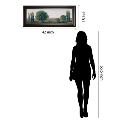 Classy Living Serene Treeline 42x18in Wall Art | Traditional Landscape Painting with Dark Chocolate MDF Frame | Living Room, Office & Bedroom | Model 1739