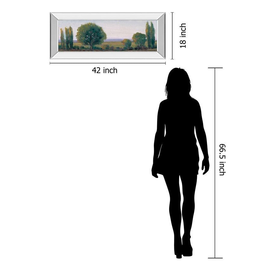 Classy Living Serene Treeline 42in Wall Art | Traditional Landscape Painting in Mirrored Frame | Living Room & Office Decor | 42 x 18 x 3 in | Model 1739MF