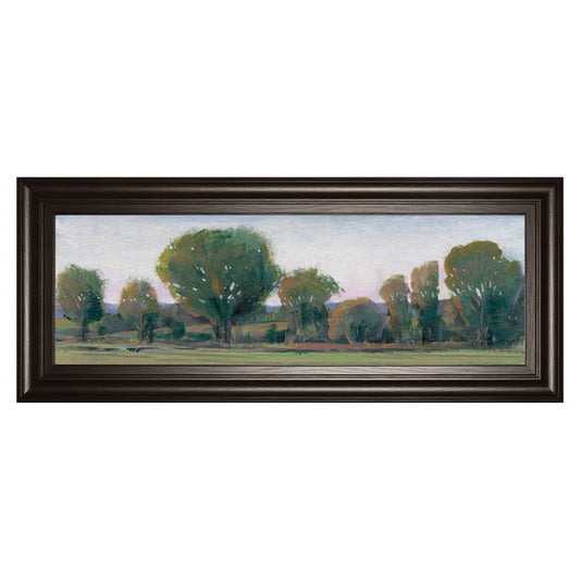 Classy Living Treeline Panorama Wall Art 42x18in | Traditional Landscape in Dark Chocolate MDF Frame | Living Room & Office Wall Decor | 1 x | Model 1740