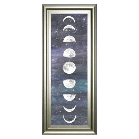 Classy Living Moon Phases Chart Wall Art 18x42in | Mid-Century Modern Silver Serenity Frame | Living Room & Office Decor | 1 x 18 x 42 in | Model 1741