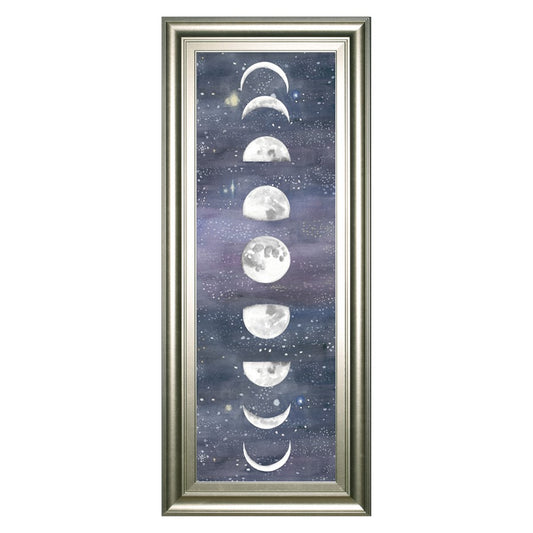 Classy Living Lunar Phases 18x42in Wall Art | Mid-Century Modern Silver Serenity Frame | Living Room & Bedroom Decor | 1 x 18 x 42 in | Model 1742