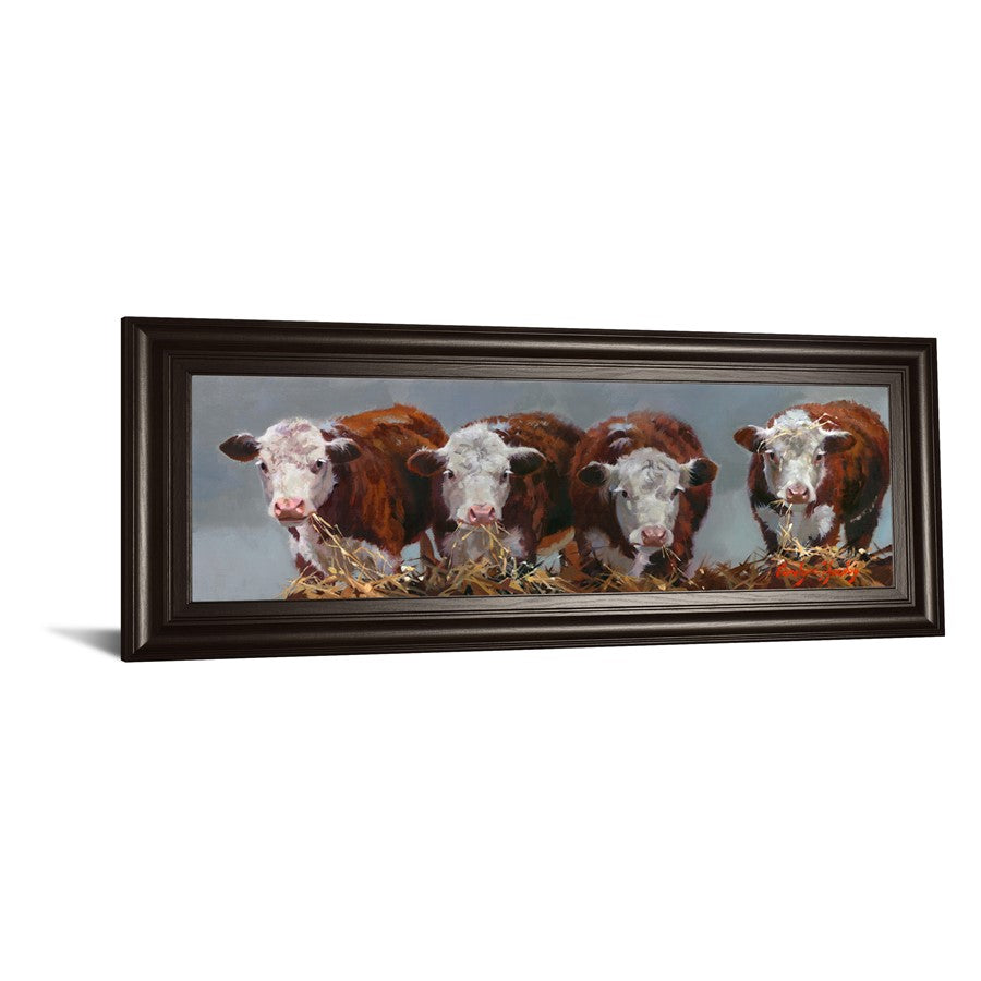 Classy Living Farm Friends Wall Art 42x18in | Traditional Dark Chocolate MDF Frame with Multicolor Pastoral Scene | Living Room & Kitchen | Model 1749