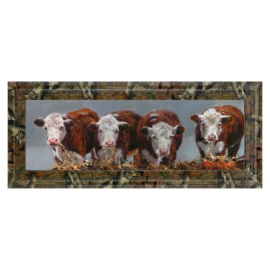 Classy Living Farm Friends Wall Art 42x18in | Traditional Camouflage MDF Frame | Living Room & Kitchen Country Decor | 42 x 18 x 1 in | Model 1749B