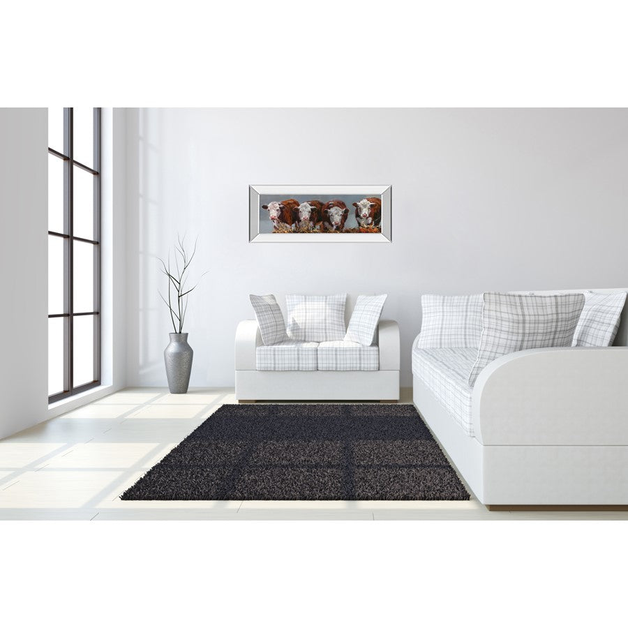 Classy Living Farm Friends 42x18in Wall Art | Traditional Mirrored Frame Paper Print | Living Room & Kitchen Country Home Decor | 42 x 18 x | Model 1749MF