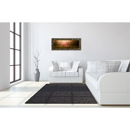 Classy Living Morning Haze Deer Wall Art 42x18in | Contemporary Nature's Splendor MDF Frame | Living Room & Bedroom Grazing Scene | 42 x 18 | Model 1751B