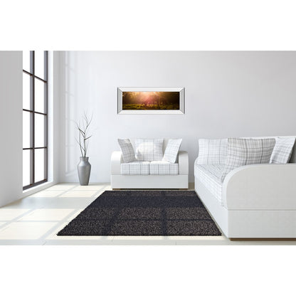 Classy Living Morning Haze 42x18in Rectangular Wall Art | Contemporary Deer Grazing Scene with Mirrored Frame | Living Room & Bedroom Decor | Model 1751MF
