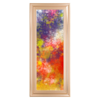 Classy Living Colorburst Dream 18x42in Rectangular Wall Art | Transitional Multicolor Abstract on Paper in Rose Gold Romance MDF Frame | Model 1754