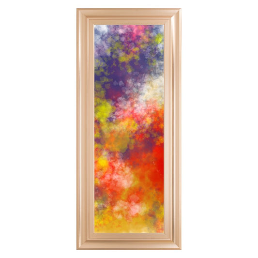 Classy Living Colorburst Dream 18x42in Rectangular Wall Art | Transitional Multicolor Abstract on Paper in Rose Gold Romance MDF Frame | Model 1754