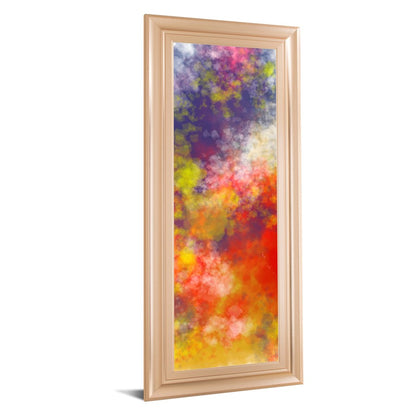 Classy Living Colorburst Dream 18x42in Rectangular Wall Art | Transitional Multicolor Abstract on Paper in Rose Gold Romance MDF Frame | Model 1754