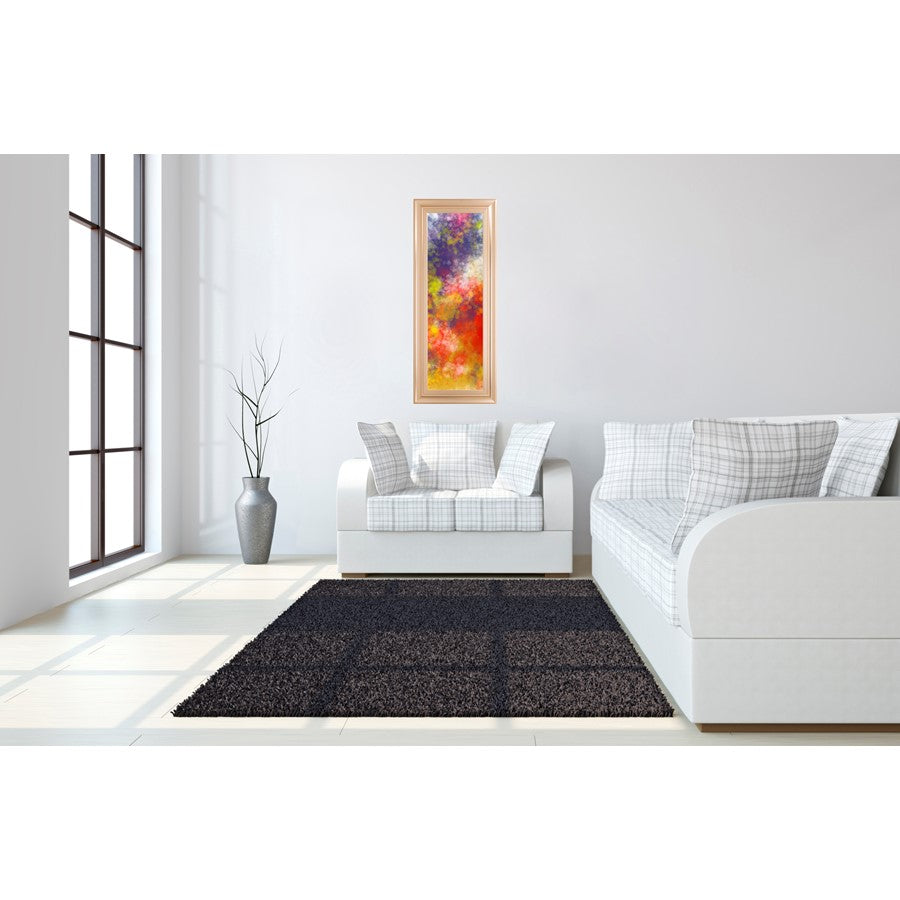 Classy Living Colorburst Dream 18x42in Rectangular Wall Art | Transitional Multicolor Abstract on Paper in Rose Gold Romance MDF Frame | Model 1754
