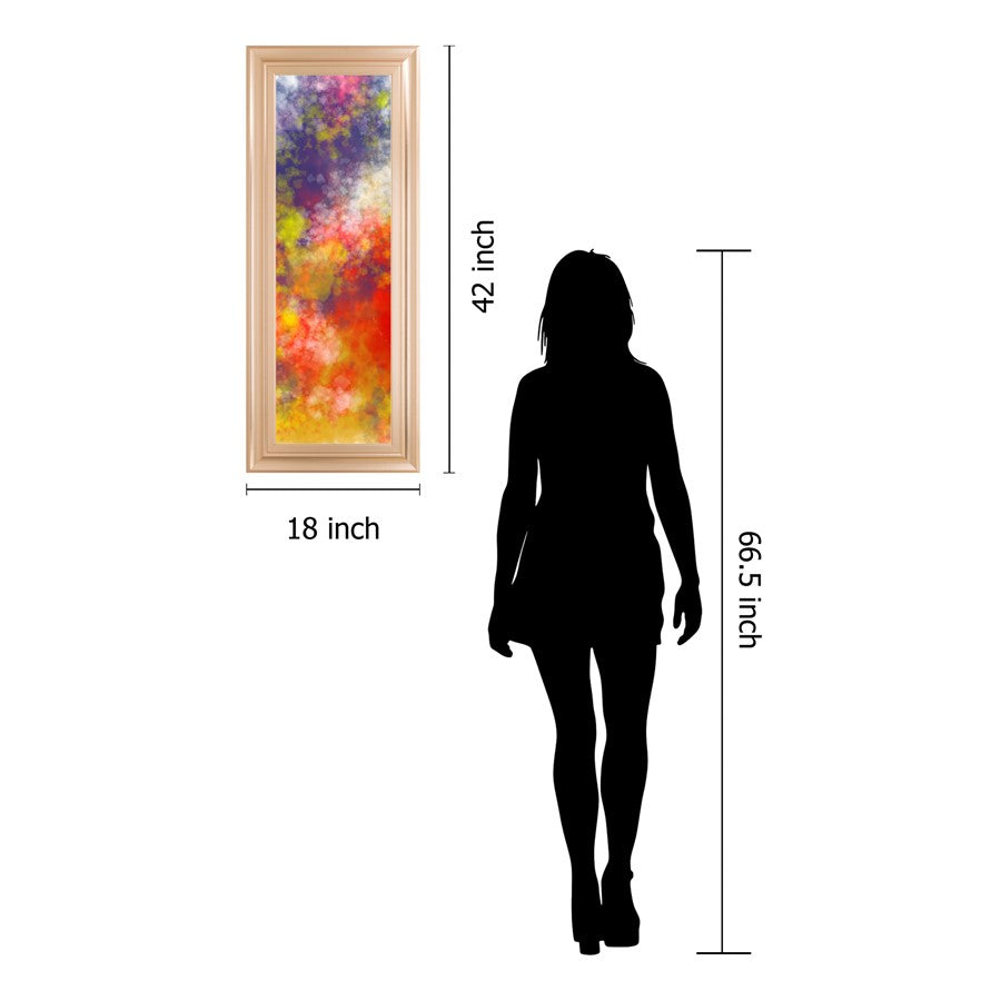 Classy Living Colorburst Dream 18x42in Rectangular Wall Art | Transitional Multicolor Abstract on Paper in Rose Gold Romance MDF Frame | Model 1754