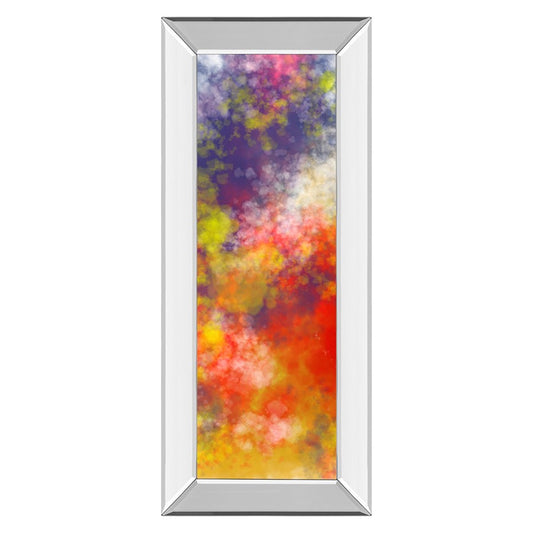 Classy Living Colorburst Dream 18x42in Vertical Wall Art | Transitional Multicolor Abstract on Paper in Mirrored Frame | Living Room & | Model 1754MF