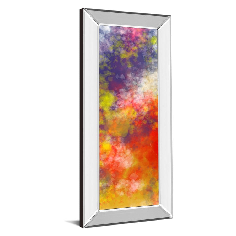 Classy Living Colorburst Dream 18x42in Vertical Wall Art | Transitional Multicolor Abstract on Paper in Mirrored Frame | Living Room & | Model 1754MF