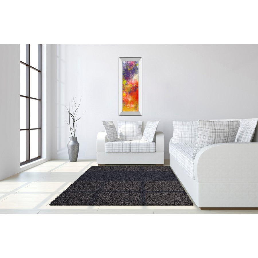 Classy Living Colorburst Dream 18x42in Vertical Wall Art | Transitional Multicolor Abstract on Paper in Mirrored Frame | Living Room & | Model 1754MF