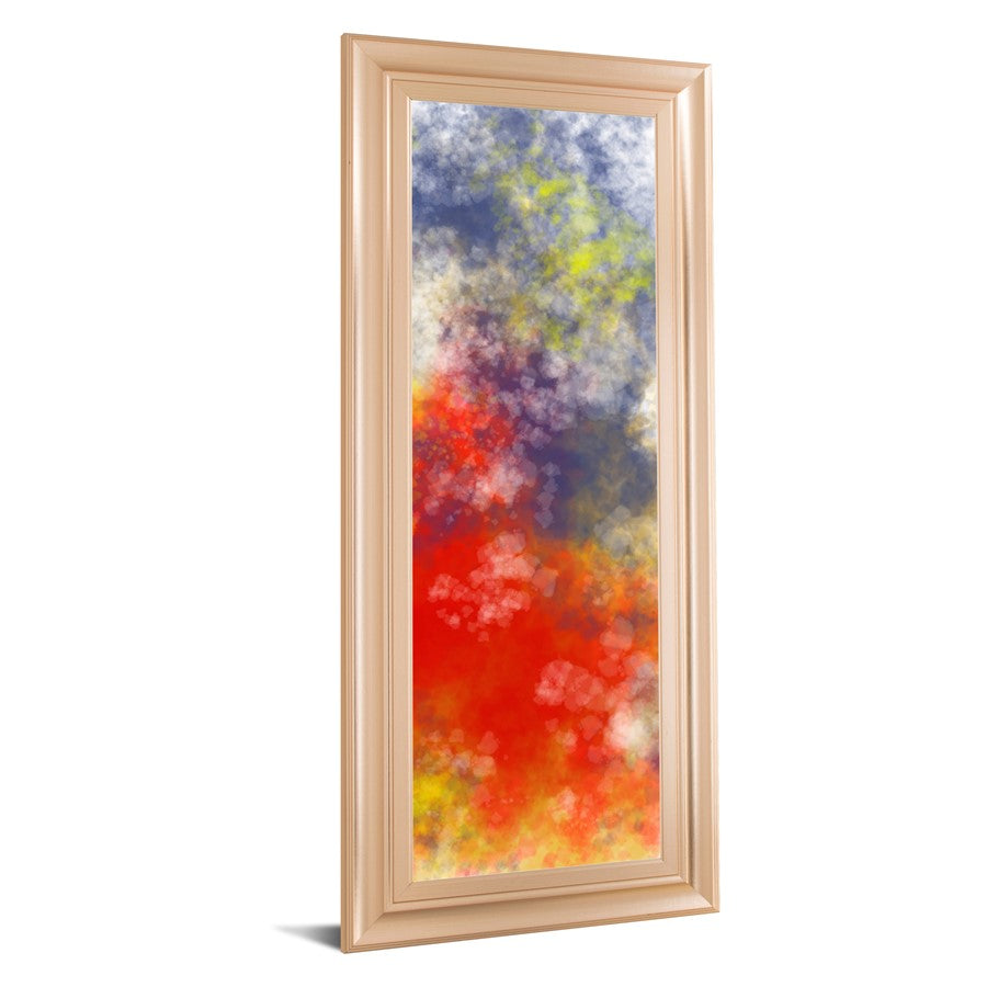Classy Living Vapor Burst 18x42in Wall Art | Transitional Abstract Multicolor on Paper with Rose Gold Romance Frame | Living Room & Office | Model 1755