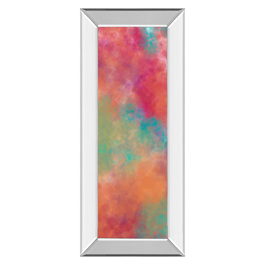 Classy Living Vapor Illusion 18x42in Wall Art | Transitional Multicolor Abstract on Paper in Mirrored Frame | Living Room & Office Decor | Model 1757MF