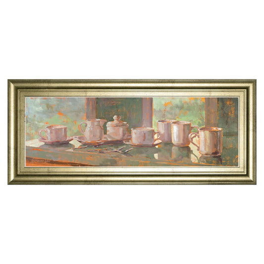 Classy Living Still Life Charm 42x18in Rectangular Wall Art | Transitional Multicolor Still Life on Paper in Crisp Chardonnay MDF Frame | Model 1759