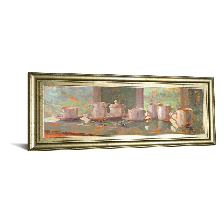 Classy Living Still Life Charm 42x18in Rectangular Wall Art | Transitional Multicolor Still Life on Paper in Crisp Chardonnay MDF Frame | Model 1759