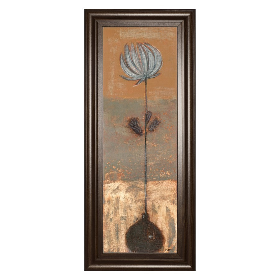 Classy Living Delicate Bloom 18x42in Vertical Wall Art | Transitional Cinnamon Mocha MDF Frame with Real Glass | Living Room, Bedroom & | Model 1760