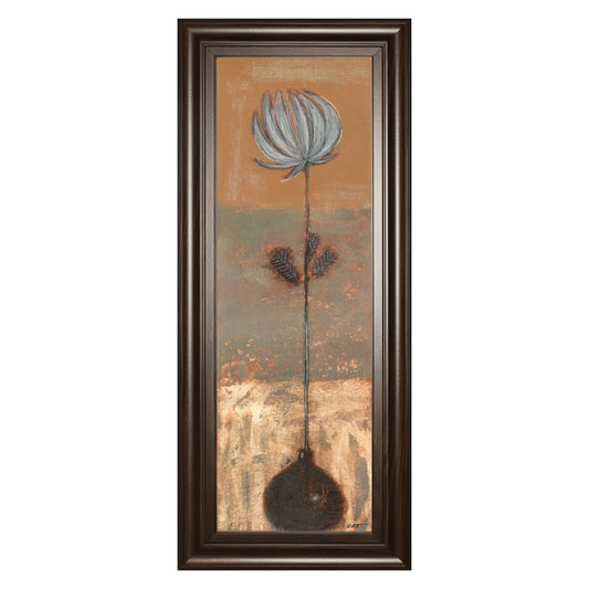 Classy Living Delicate Bloom 18x42in Vertical Wall Art | Transitional Cinnamon Mocha MDF Frame with Real Glass | Living Room, Bedroom & | Model 1760