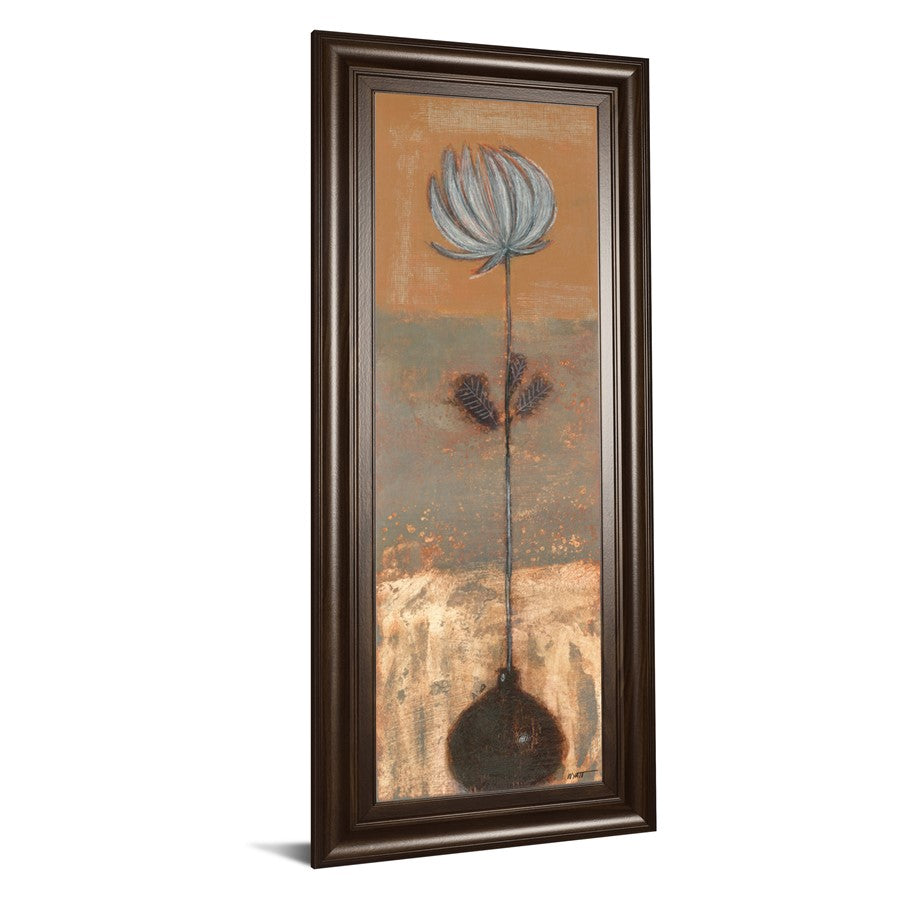 Classy Living Delicate Bloom 18x42in Vertical Wall Art | Transitional Cinnamon Mocha MDF Frame with Real Glass | Living Room, Bedroom & | Model 1760
