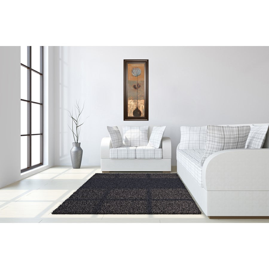 Classy Living Delicate Bloom 18x42in Vertical Wall Art | Transitional Cinnamon Mocha MDF Frame with Real Glass | Living Room, Bedroom & | Model 1760