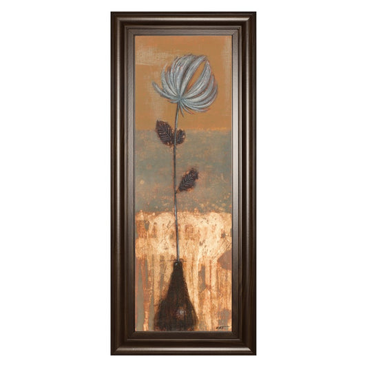 Classy Living Solitary Bloom Wall Art 18x42in | Transitional Paper Art in Cinnamon Mocha MDF Frame | Living Room & Office Decor | 1 x 18 x 42 | Model 1761