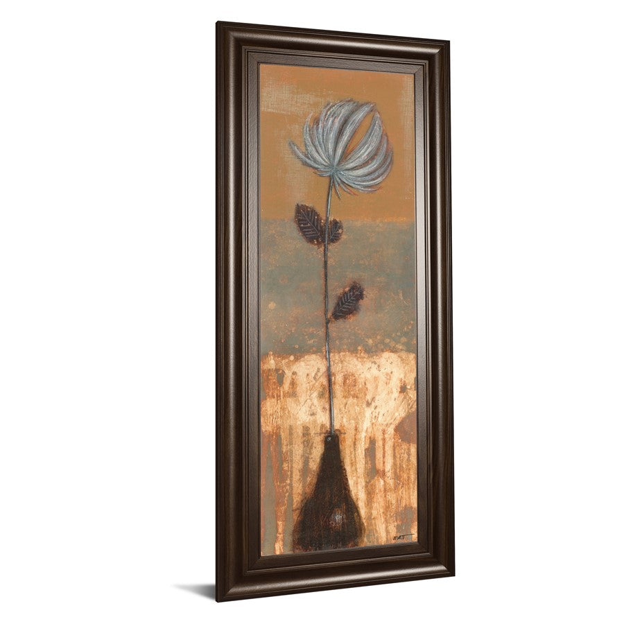 Classy Living Solitary Bloom Wall Art 18x42in | Transitional Paper Art in Cinnamon Mocha MDF Frame | Living Room & Office Decor | 1 x 18 x 42 | Model 1761